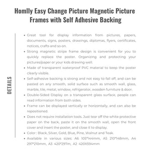 Homlly Easy Change Picture Magnetic Picture Frames with Self Adhesive Backing