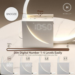 Homlly Sunrise Digital Alarm Clock with Relaxation Music, Warm Night Light & USB Charger