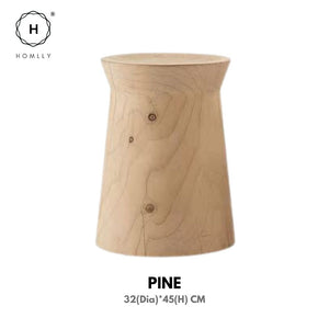 Homlly Round Pine Tree Wood Side Table