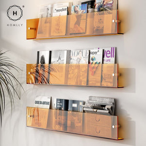 Homlly Nuii Clear Acrylic Wall Bookshelf Magazine Rack Holder