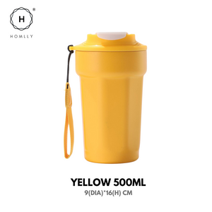 Homlly Dolii Insulated Vacuum Stainless Steel Thermal Travel Coffee Mug with Leakproof Lid (500ml)