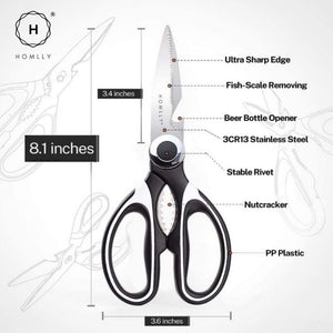 Homlly Multi Purpose Heavy Duty Shears Scissors (Stainless Steel)