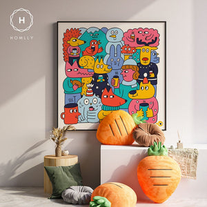 Homlly Whim Animal Frame Canvas Wall Art Decor