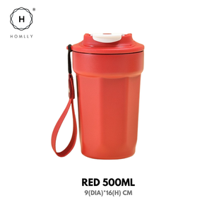 Homlly Dolii Insulated Vacuum Stainless Steel Thermal Travel Coffee Mug with Leakproof Lid (500ml)