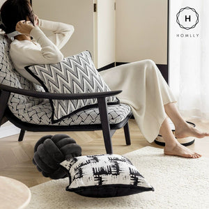 Homlly Monochrome Geotric Decorative Pillow Cushion Cover