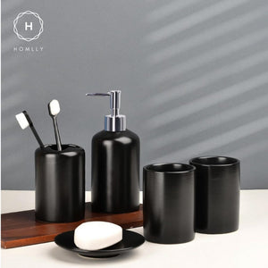 Homlly 5 pieces Bathroom Vanity Soap Dispenser Accessories Ceramic Set