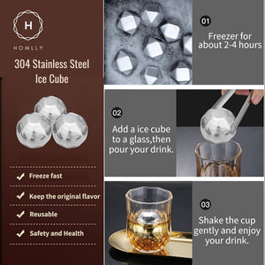 Homlly Reusable Stainless Steel Ice Cubes Chilling Stones