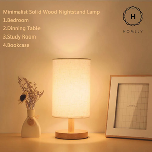 Homlly Minimalist Solid Wood Nightstand Lamp