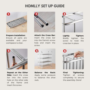 Homlly Tonii Stainless Steel  Shoe Rack (3/4/5/6 Tier)