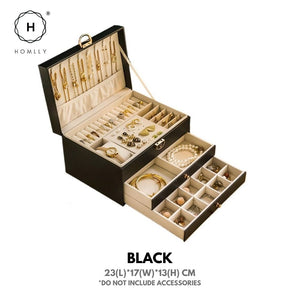 Homlly 3 Layers Jewellery Boxes for Rings, Earrings, Necklaces with Key Lock