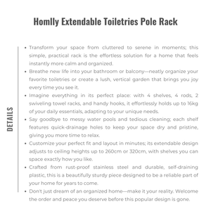 Homlly Extendable Toiletries Pole Rack