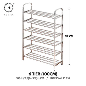 Homlly Tonii Stainless Steel  Shoe Rack (3/4/5/6 Tier)