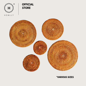 Homlly Hashi 100% Natural Hand Made Rattan Coaster (Various Sizes)