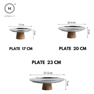 Homlly Round Organiser Centrepiece Display Cake Stand Tray With Wooden Stand