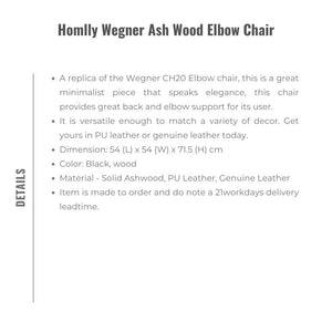 Homlly Wegner Ash Wood Elbow Chair