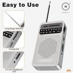 Homlly Portable Pocket Size FM/AM Radio with Loud Speaker