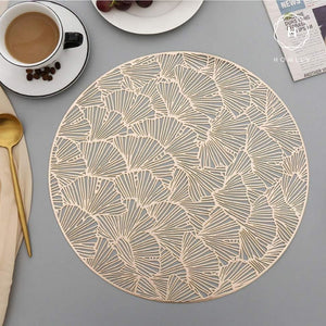 Homlly Keii Gold Hollow Out Rectangular Round Non Slip Table Place Mat