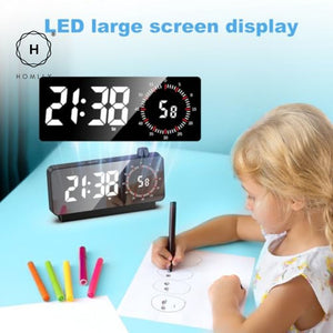 Homlly Mirror LED Digital Alarm Clock Rechargeable Temperature Date Countdown Table Clock Night Mode