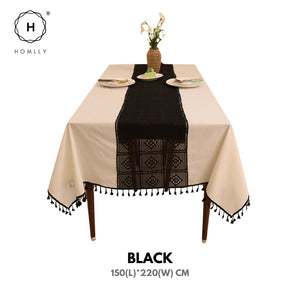 Homlly Crochet Lace Cotton Linen Dining Table Cloth with Tassels