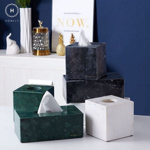 Homlly Real Marble Tissue Box Holder