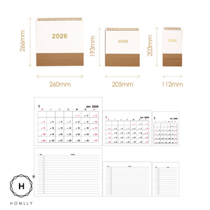 Homlly Desktop Stand up Monthly Planner Calendar (2026)