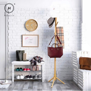 Homlly Ika Wooden Clothes Coat Rack