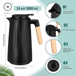 Homlly Cole Thermal Insulated Carafe Flask (1L)