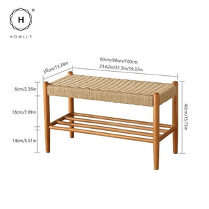 Homlly Ika Entryway Shoe Rack Bench with Rope Weaving Design (Various Length)