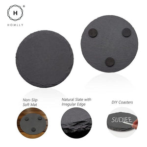 Homlly Slate Stone Drink Coasters (Set of 4pcs)