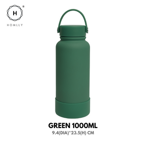 Homlly Ella Wide Mouth insulated water bottle with leakproof cap and bucket handle