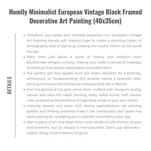 Homlly Minimalist European Vintage Black Framed Decorative Art Painting (40x35cm)