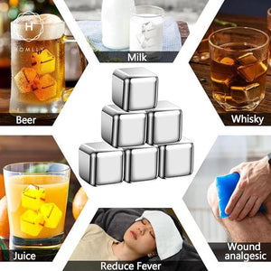 Homlly Reusable Stainless Steel Ice Cubes Chilling Stones