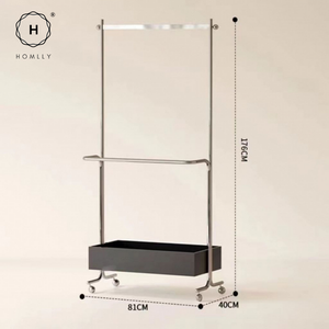Homlly Unii Hanging Clothes Stainless Steel Rack Cart with Storage on wheels