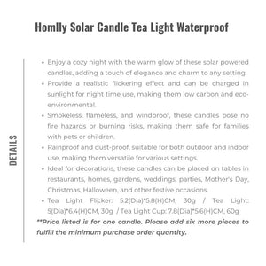 Homlly Solar Candle Tea Light Waterproof