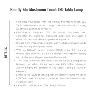 Homlly Edo Mushroom Touch LED Table Lamp