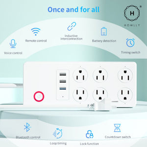 Homlly Smart WIFI Power Strip 4 AC Outlets  4 USB Ports