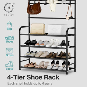 Homlly Entryway Coat Rack with Shoes Organizer Rack