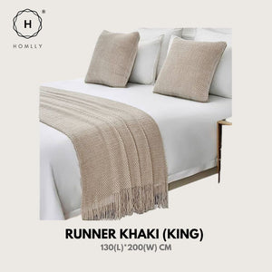 Homlly Ribbed Decorative Pillow Cushion Covers with Bed Runner Throw