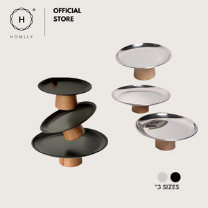 Homlly Round Organiser Centrepiece Display Cake Stand Tray With Wooden Stand