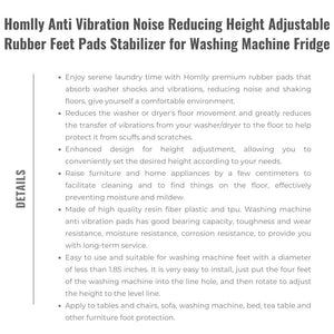 Homlly Anti Vibration Noise Reducing Height Adjustable Rubber Feet Pads Stabilizer for Washing Machine Fridge