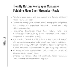 Homlly Rattan Newspaper Magazine Foldable Floor Shelf Organiser Rack