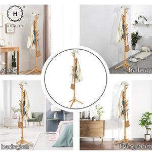 Homlly Ika Wooden Clothes Coat Rack