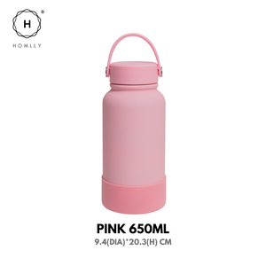 Homlly Ella Wide Mouth insulated water bottle with leakproof cap and bucket handle