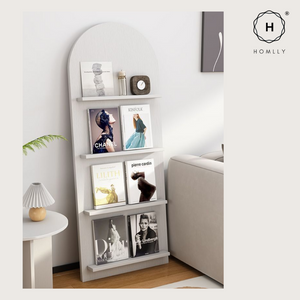 Homlly Nuii Mid-Century Solid Wood Standing Magazine Display Rack