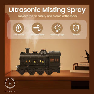 Homlly Steam Train Diffuser Humidifier With Light (300ml）