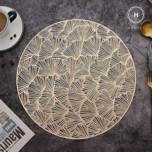 Homlly Keii Gold Hollow Out Rectangular Round Non Slip Table Place Mat