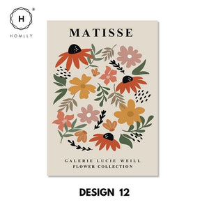 Homlly Matisse Wall Art Prints Minimalist Flower Market Posters Vintage Gallery Canvas Frame (5 Sizes & Chrome Frame)