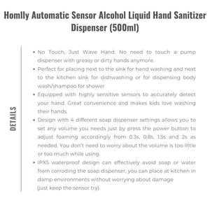 Homlly Automatic Sensor Adjustable Foaming Soap Gel USB C Rechargeable Dispenser (500mL)