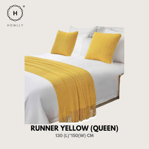 Homlly Ribbed Decorative Pillow Cushion Covers with Bed Runner Throw