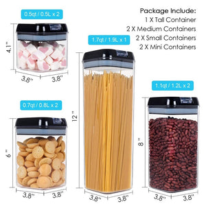 Homlly BPA Free Air tight Plastic Food Storage Cereal Containers (7 pieces)